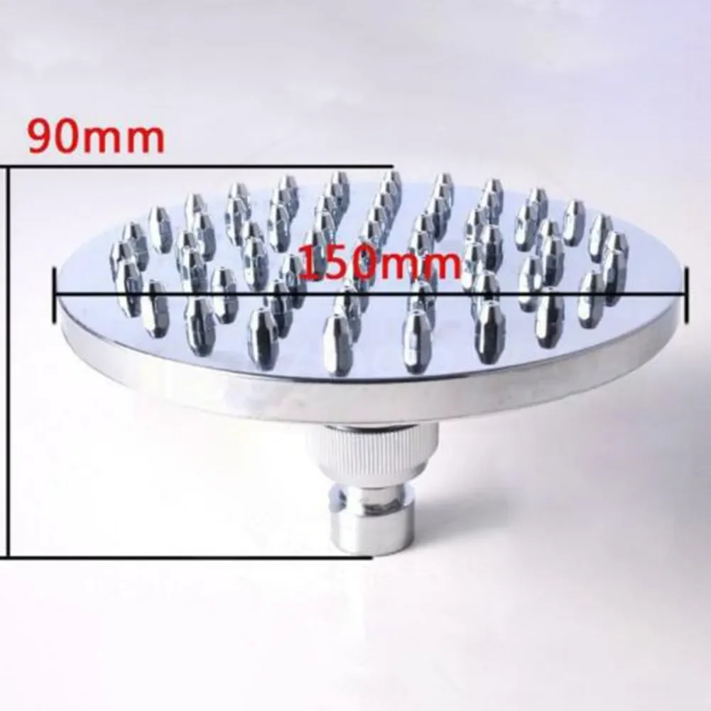6 Inch Shower Head ABS Bath Chrome High Pressure Overhead Rain Rainfall Shower Head Round Silver Top Brand New