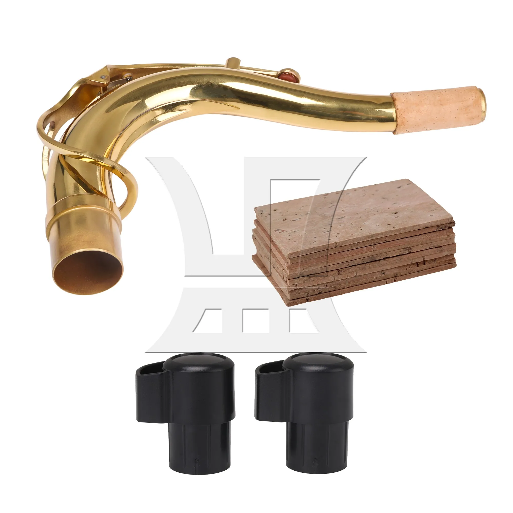 

13 Pcs Brass Tenor Sax Elbow Bend Neck & Cork Sheets & End Plugs Kit