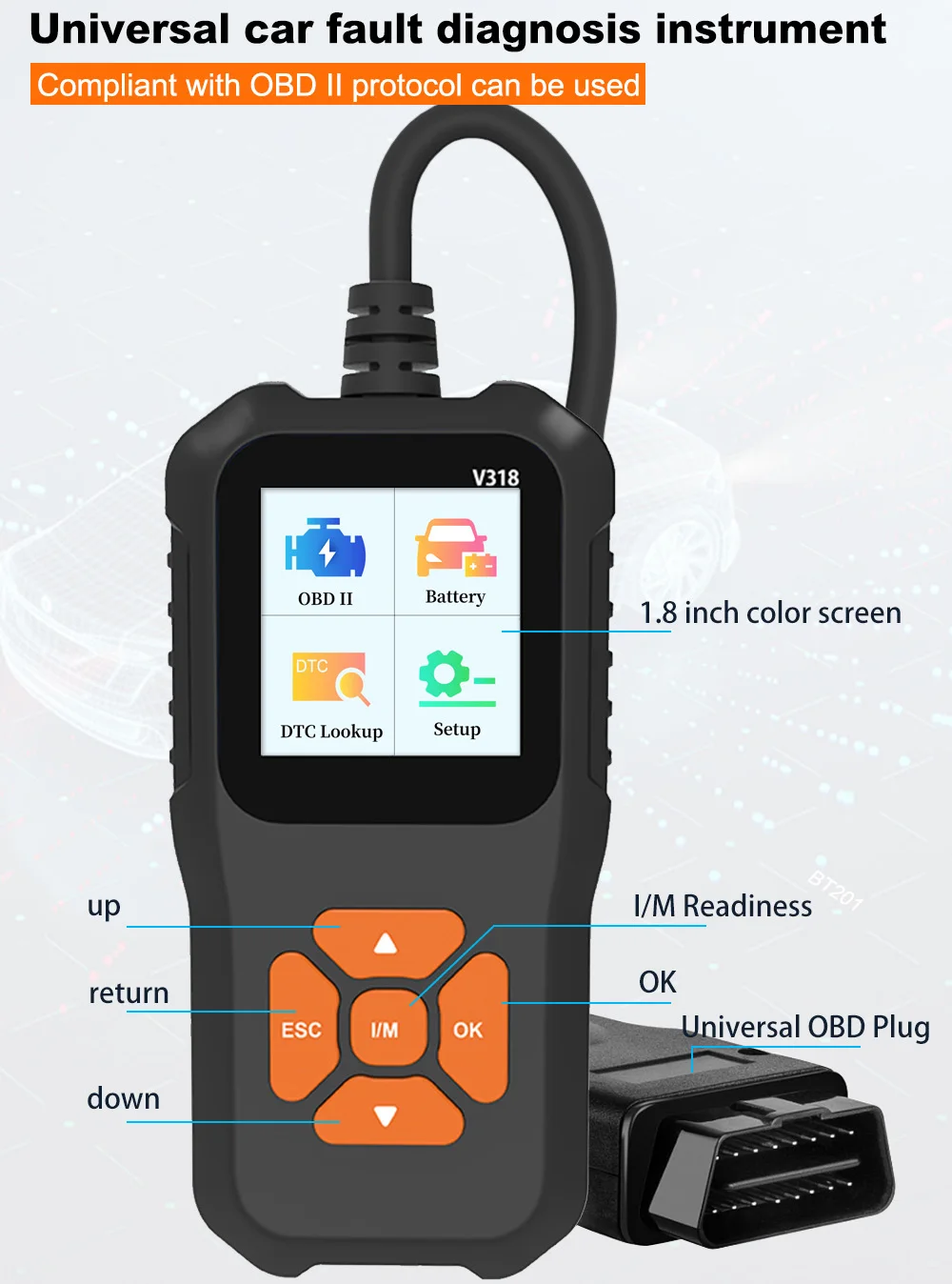 Powerful and Comprehensive V318 Engine Diagnostic Scanner - Advanced Fault Diagnosis Instrument for Automobiles with OBD2 Readin