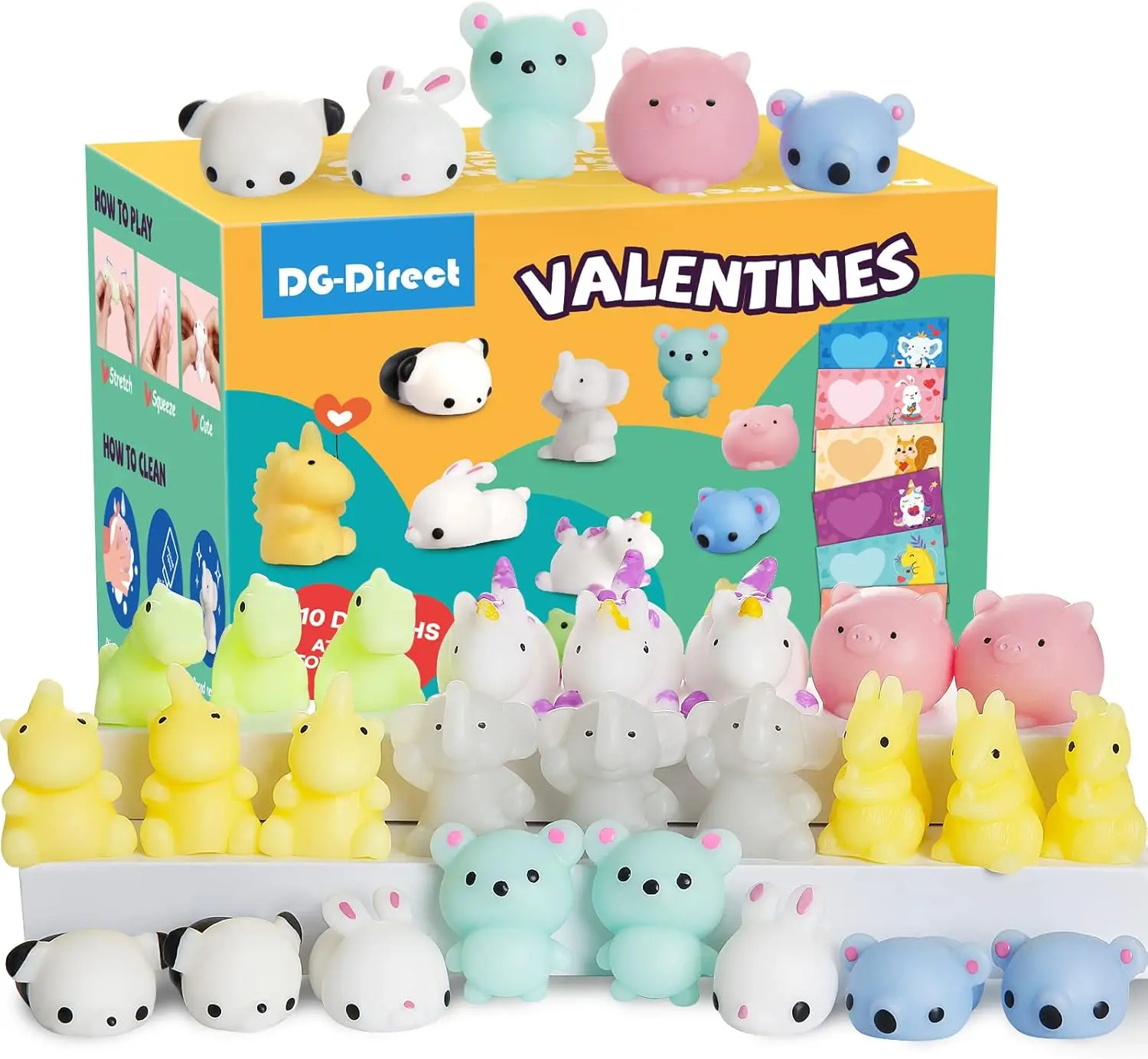 

30 открыток ко Дню святого Валентина с игрушками-сквишами Мочи, подарки для снятия стресса для детей, школьные призы и для обмена на вечеринках