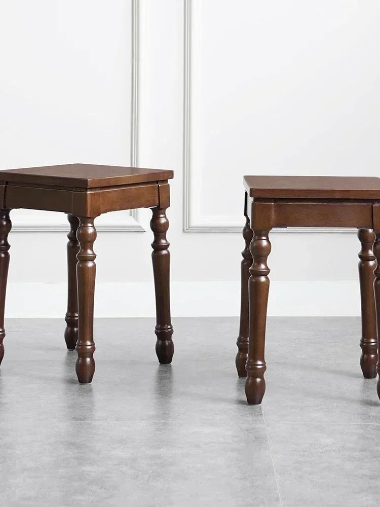 Stackable Chair Household Restaurant Full Walnut Small Low Stool Bench Living Room Square Stool
