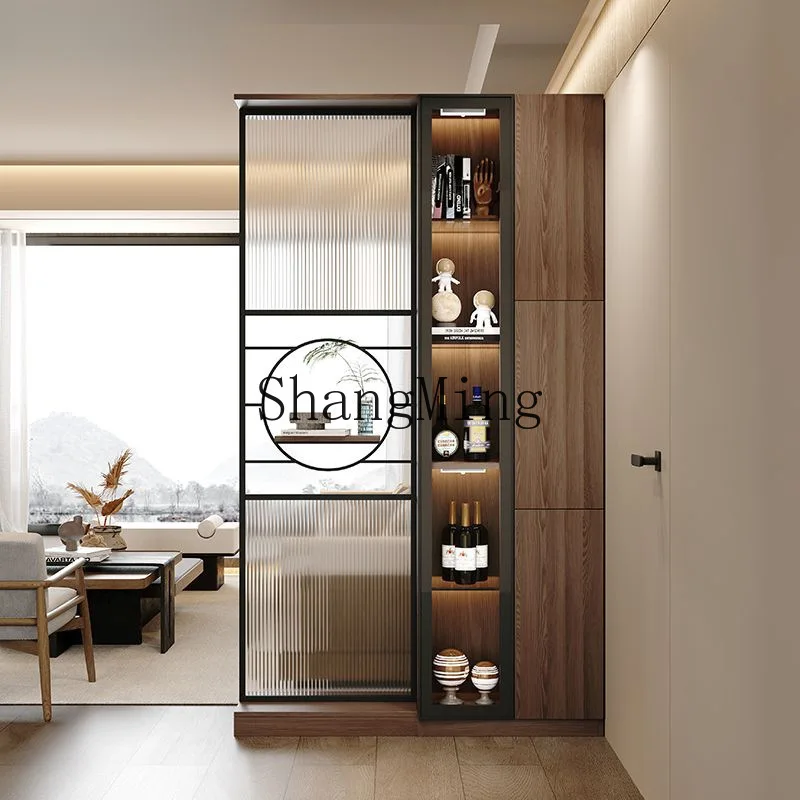 

ZYY medieval style home entrance cabinet integrated living room glass screen partition cabinet rack