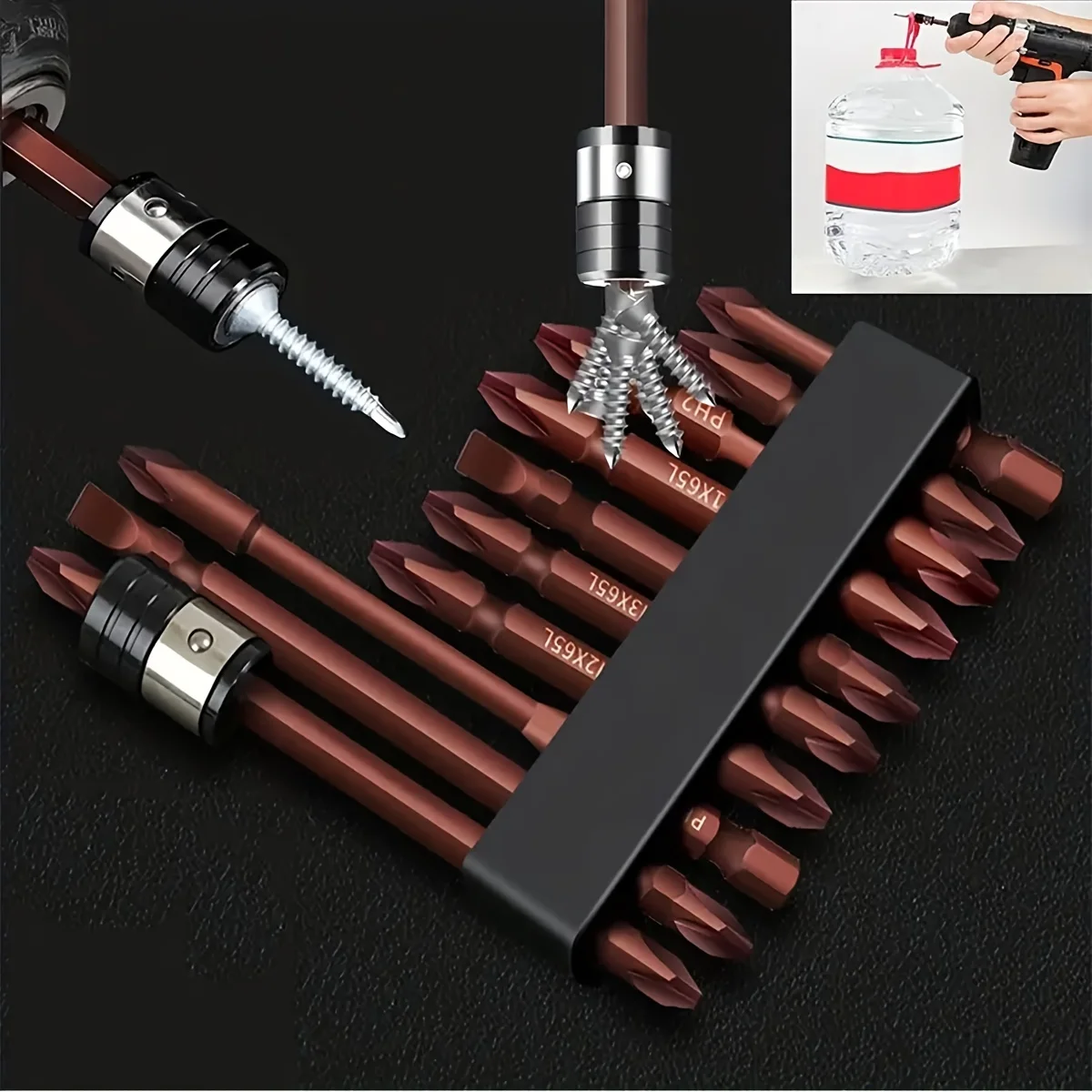 10pcs Magnetic Screwdriver Drill Bit Set, S2 Alloy Steel Anti Slip Long Drill Bit, Fine Tooth Design Circular Drill Bit