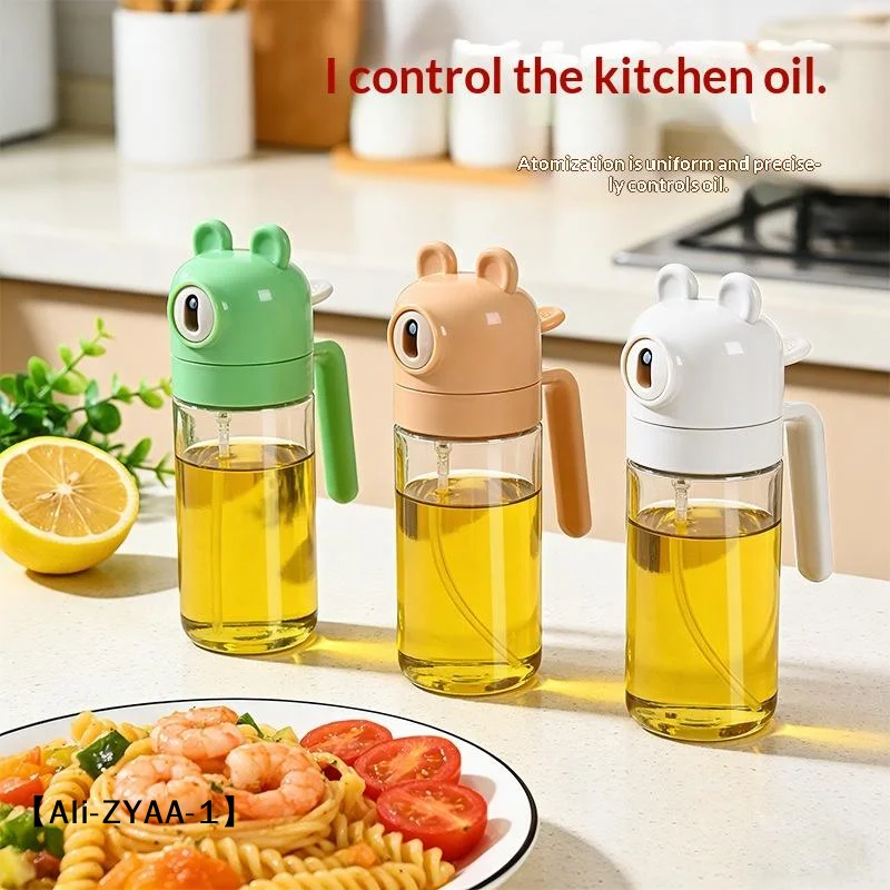 【A】Kitchen Spray Oil Condiment Oil Can Atomizing Spray Oil Bottle Household Glass Cute Cartoon Spray Oil Bottle