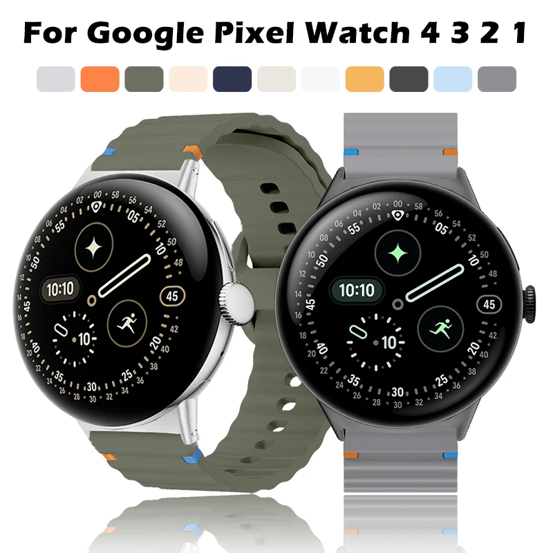 �y�Z�[�����zSport Replacement Band Fit for Google Pixel Watch 4/3 41mm 45mm Accessories Wave Silicone Band for Google Pixel Watch 2 1 Correa