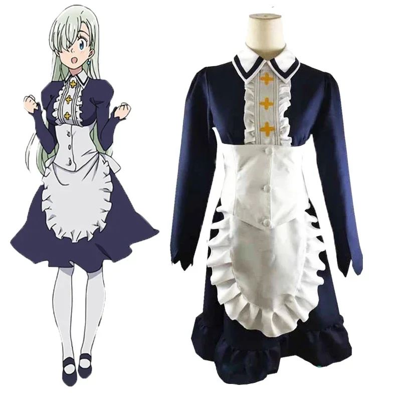 Seven Deadly Sins Anime Cosplay Costume Resurrection Of Commandments Elizabeth Liones Maid Halloween Cosplay Costume Full Set