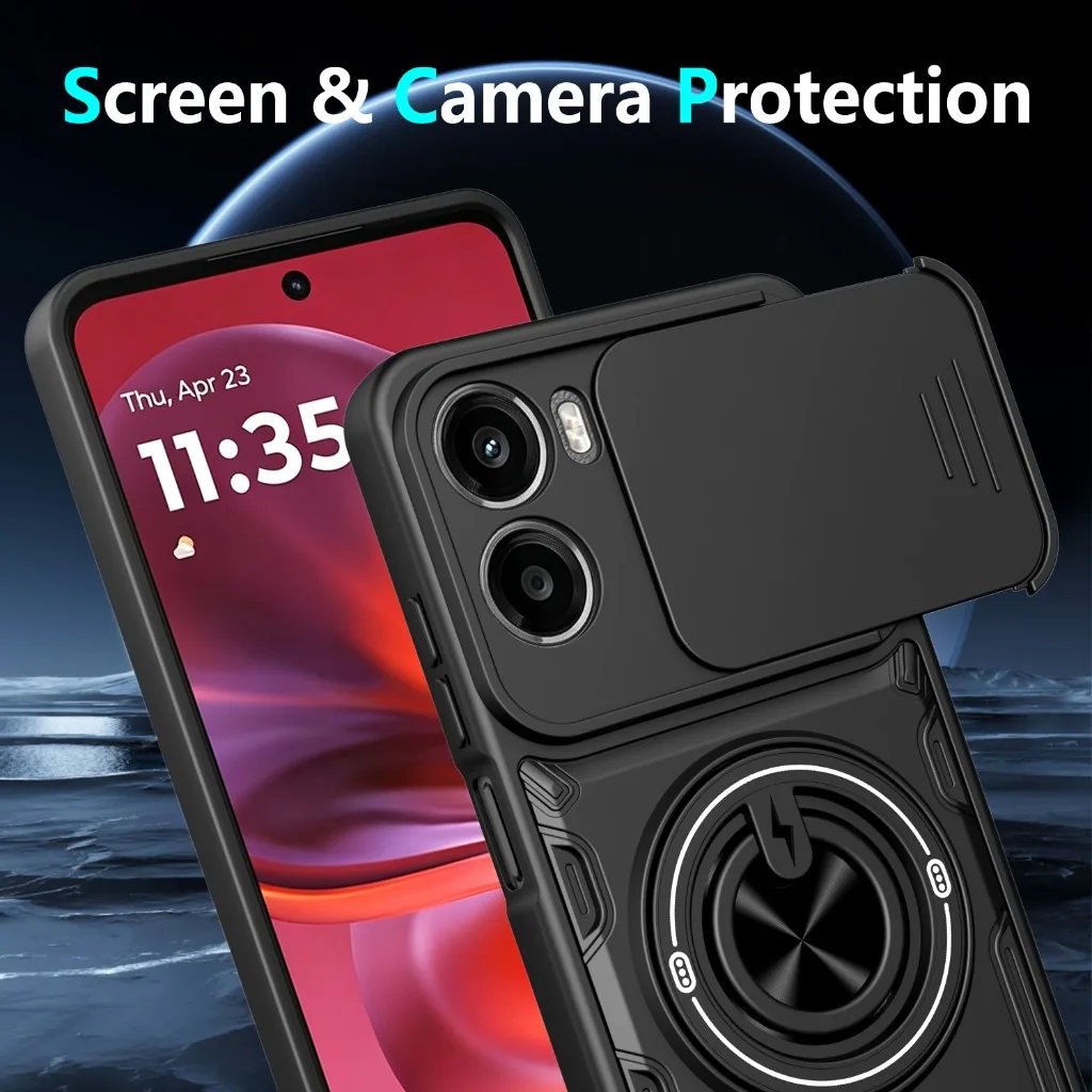 Slide Camera Protector 360° Ring Holder Phone Case for Motorola Moto G56 G85 G86 G05 G06 G15 Power E15 Edge 60 Pro 50 70 Fusion - view 6