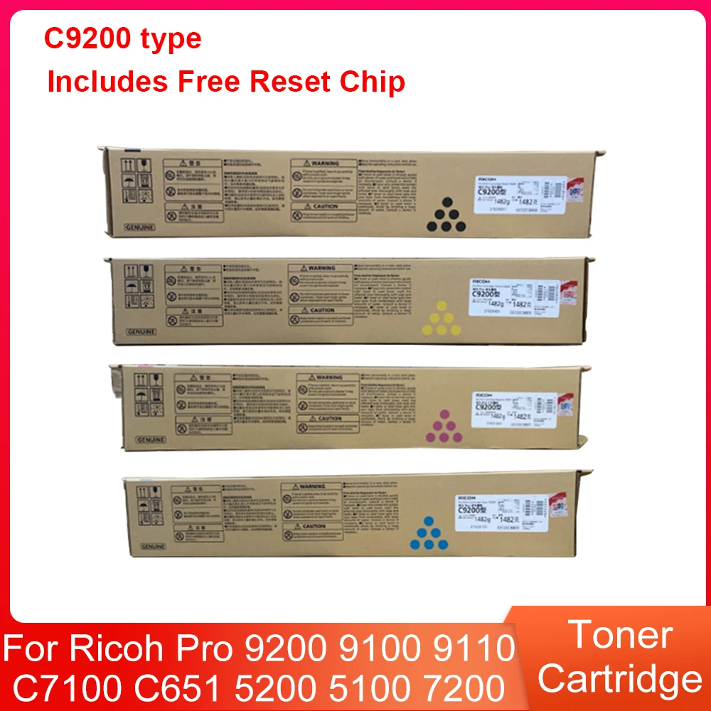 

4PCS Original Toner for Ricoh Pro 9200 9100 9110 C7100 C651 5200 5100 7200 Powder Cartridge Includes Free Reset Chip
