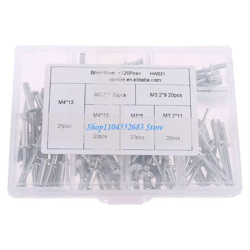 Y6GD 120 قطعة من المسامير العمياء المصنوعة من الألومنيوم معدنية خفيفة التحمل لبرشام البوب الأساسية #4