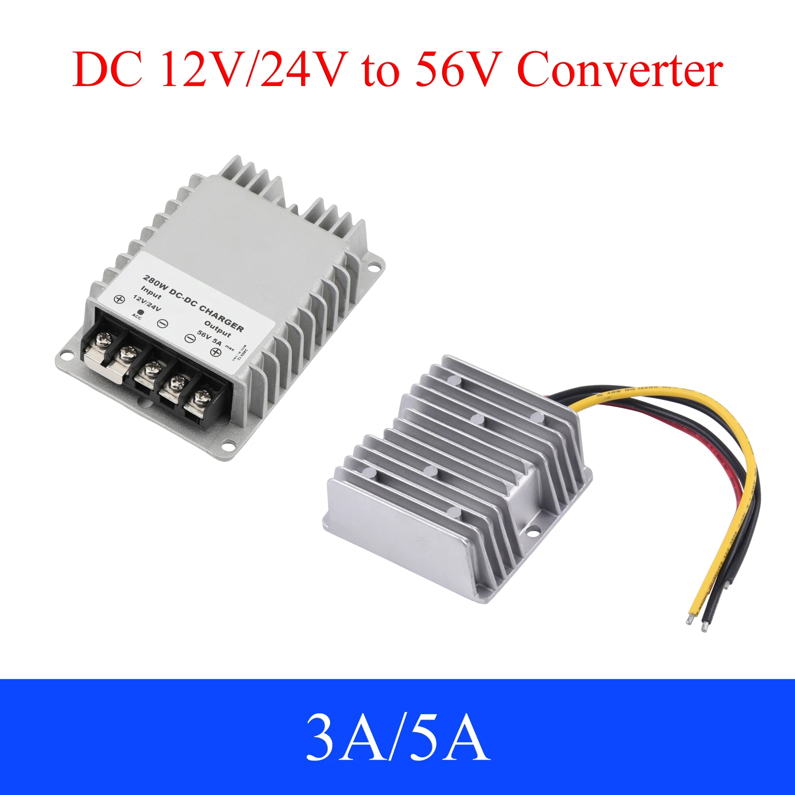 Przetwornica napięcia DC 12V/24V do 56V 3A 5A 168W/280W Automatyczny regulator doładowania Moduł zasilacza napięcia doładowania do samochodu