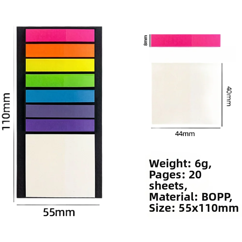 For Efficient Note Taking Rainbow Transparent Index Tabs Bright Fluorescent Notes Set Journaling Removable Book Flags