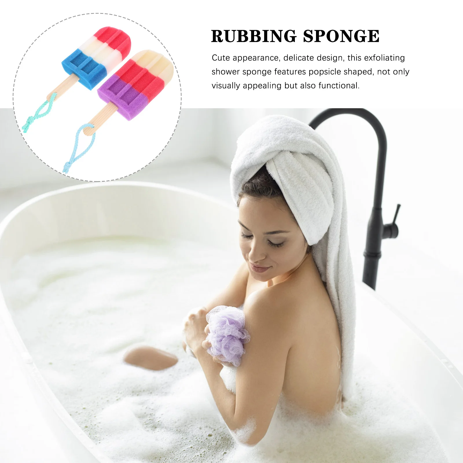 

2 pcs Exfoliating Shower Sponge Shaped Cute Bath Sponge For Body Scrubbing Washing Back Cleaning Decorative Soft