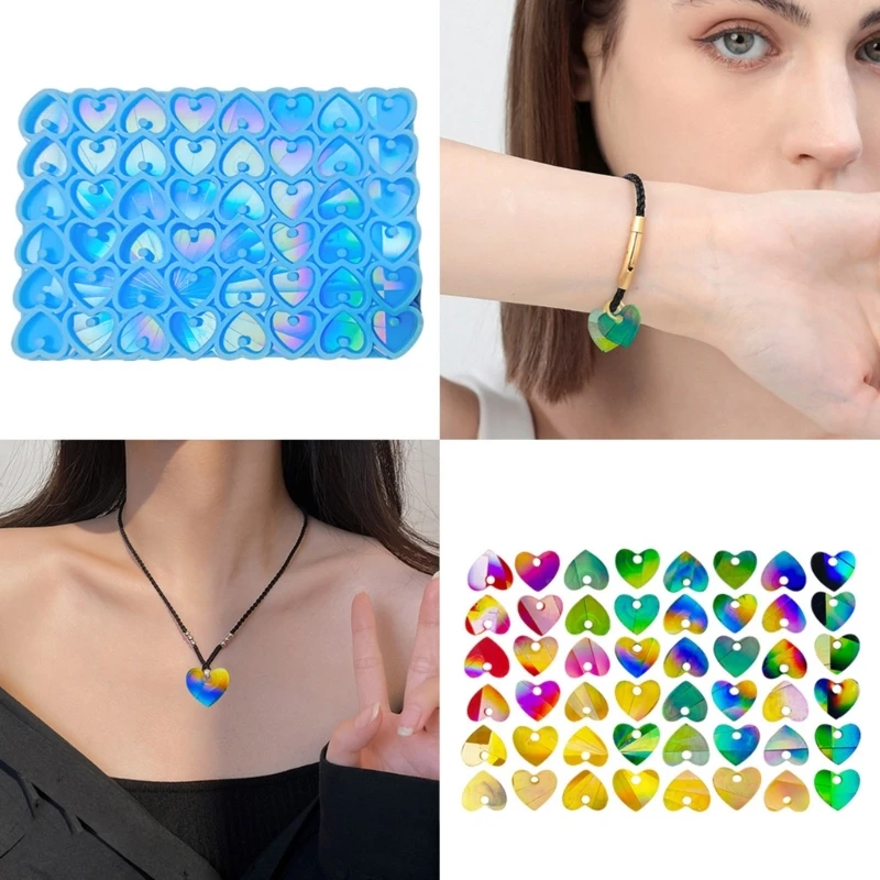 

Holographic Heart Love Pendant Epoxy Casting Molds Necklace Earring UV Silicone Resin Molds DIY Jewelry Making Findings Supplies