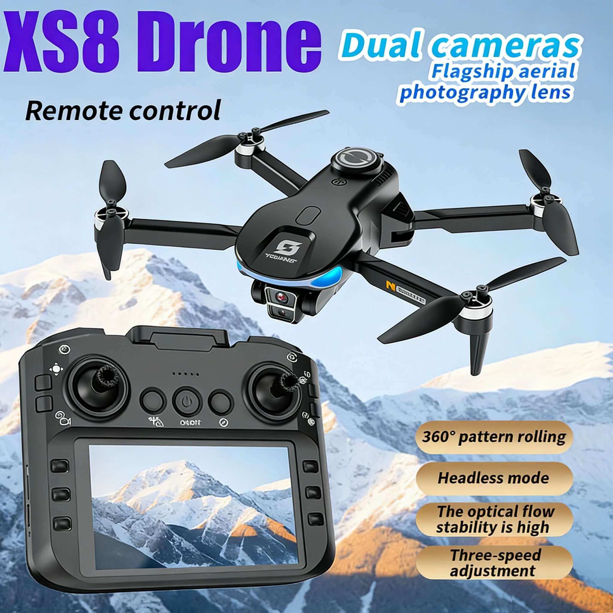 RC Drone XS8 Folding GPS Positioning Brushless Motor Optical Flow Positioning Lifting and Obstacle Avoidance Function RC Airplan