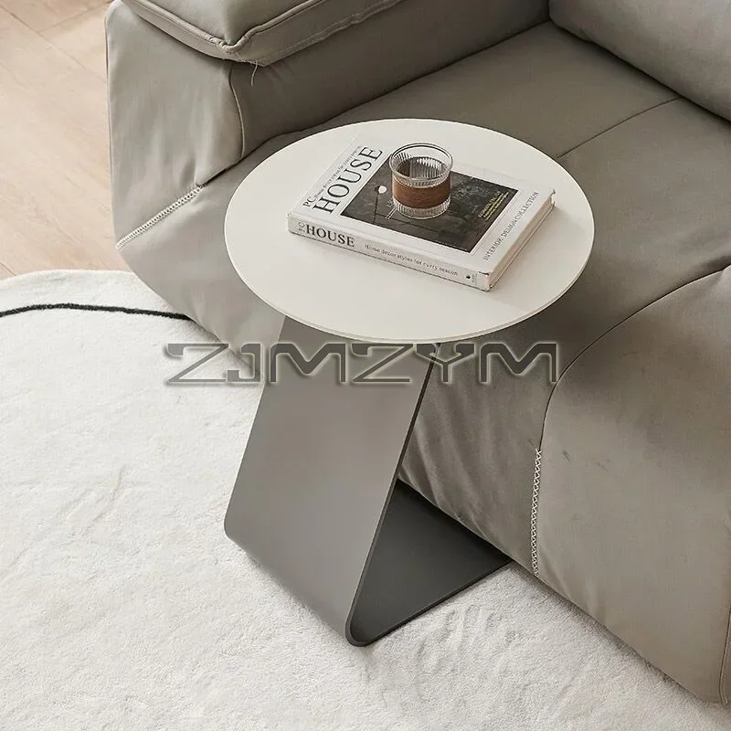 Light Luxury Modern Side Table Mini Corner Small Bedside Round Table Minimalist Rock Slab Table