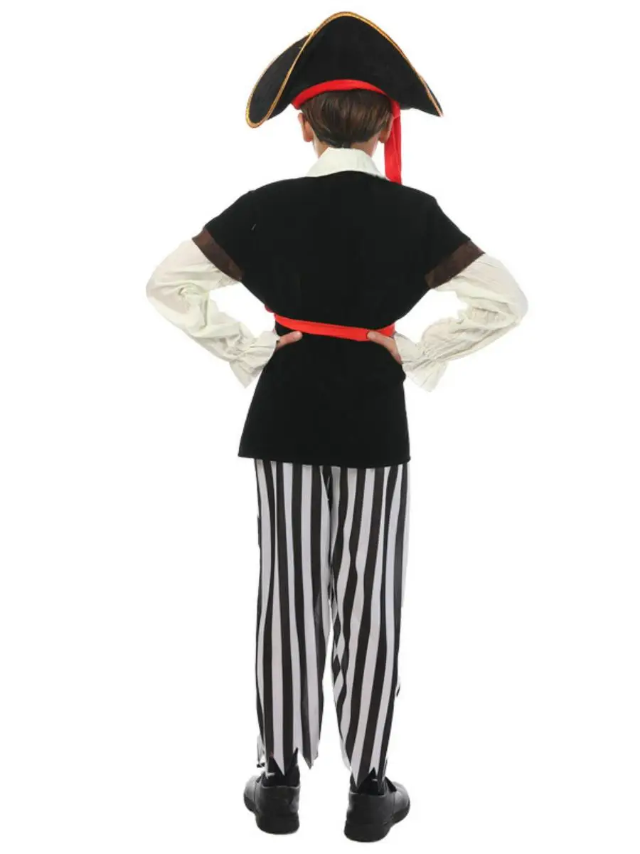 أزياء الهالوين للأطفال Ja Pirate Captain Boys Girls Par Performance Suit Hat Set مرحلة الأداء التقليدي الذقن...