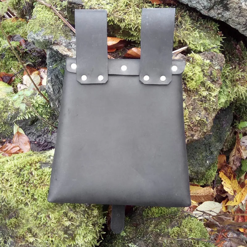 Bolsa de cuero Pu con hebilla de remache Medieval, monedero de cintura renacentista, decoración de Metal de Color sólido, paquete al aire libre