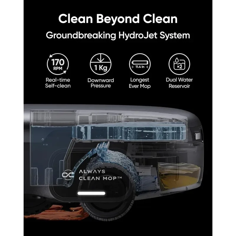 مكنسة كهربائية Omni S1 Pro مع محطة الكل في واحد، مجموعة مكنسة وممسحة Robot HydroJet، أوزون نظيف صديق للبيئة، شفط 8000 باسكال، Ob