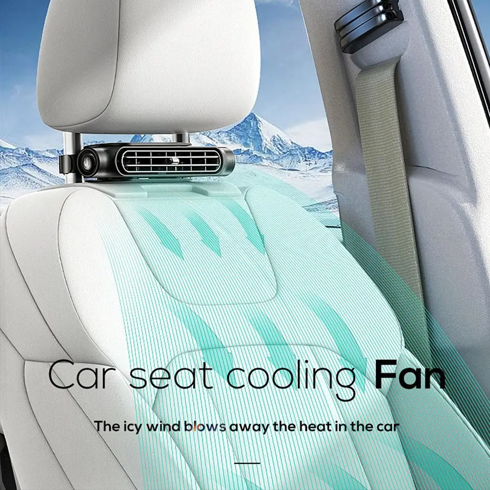 Car Rear Seat Fan Portable Cooling Fan USB Car Fan Twin-turbine Car Seat Electric Fan With Type-C Power Cable Car Accessories