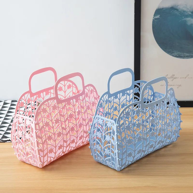 Bathroom Hollow Washing Storage Basket Women Bath Basket Foldable Flower Mesh Portable Laundry Basket Home Clothes Organizer