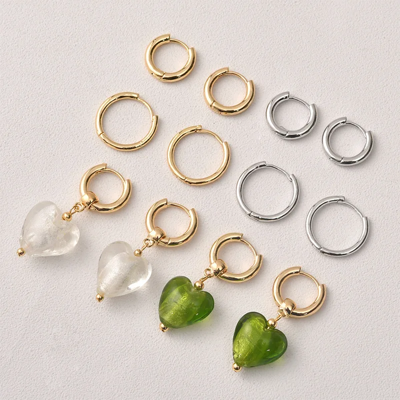 Copper-plated 14k Gold Simple Temperament Versatile Round Buckle Earrings DIY Homemade Ear Jewelry Basic Accessories Materials