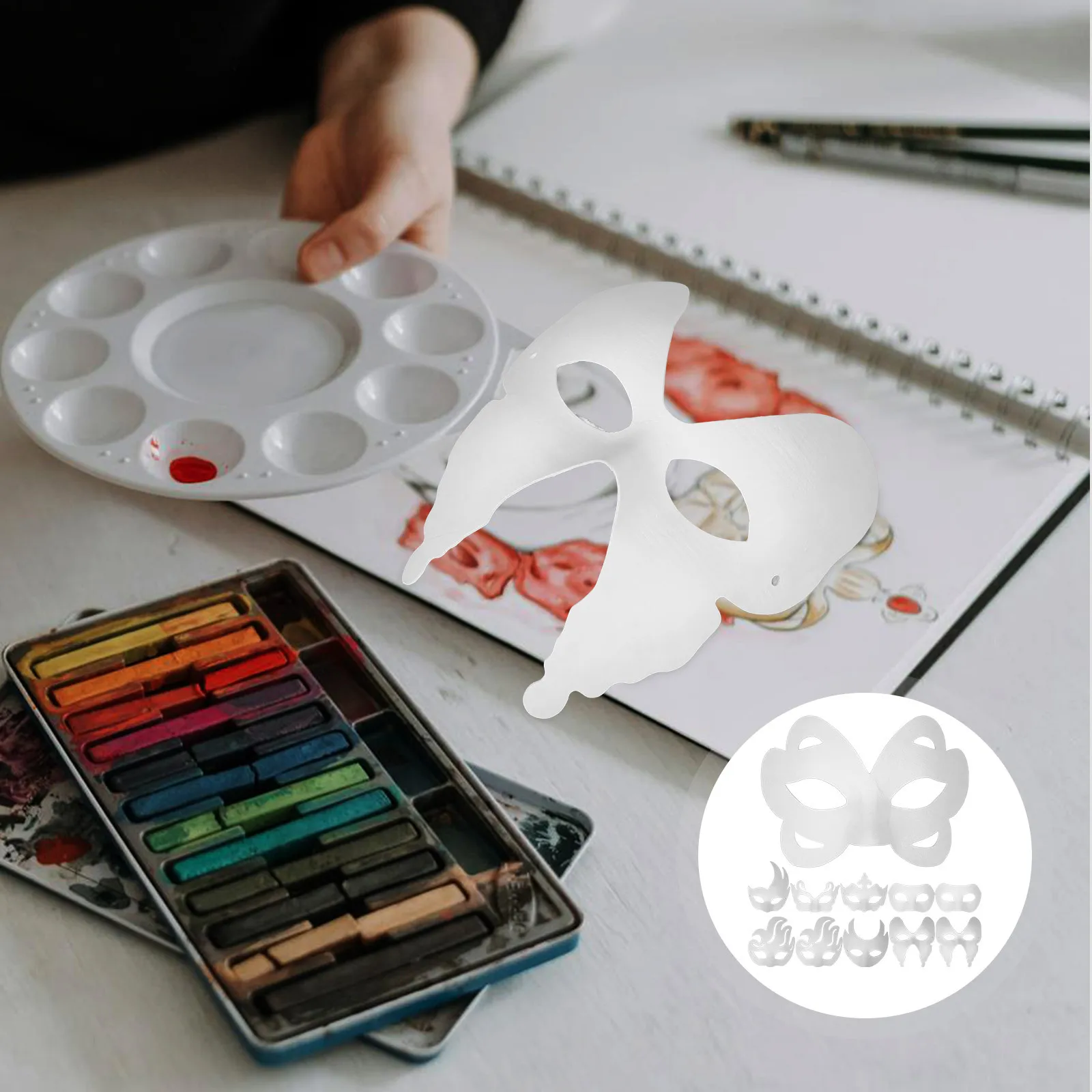 16 pçs diy máscaras de máscaras em branco máscaras de papel incolor para o dia das bruxas aniversário carnaval cosplay festa máscara de máscaras branca