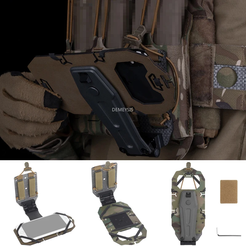 Hunting Folding Navigation Board Rotating Phone Holder Rack Aluminum Alloy for Vest Plate Carrier Airsoft Map Case Admin Panel