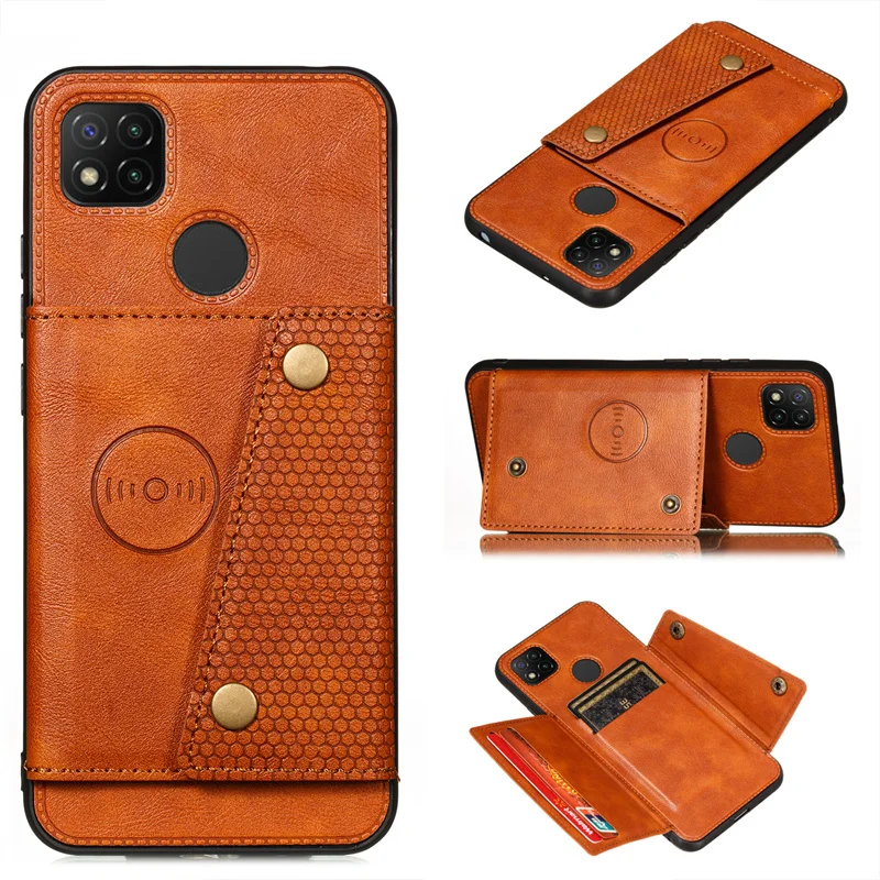 For Xiaomi Redmi 9 9A 9C Case PU Leather Wallet Phone Case For Redmi 10 10A 10C Redmi10 C Car Magnet Card Slot Holder Back Cover