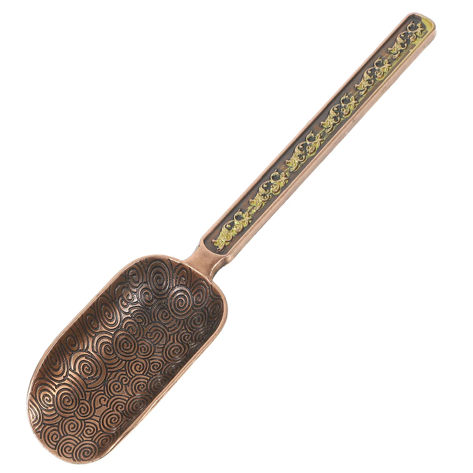 

Copper Tea Scoop Coffee Bean Shovel Vintage Style Measuring Spoon Heavy Duty Beautiful Design Easy Clean Storage Loose Leaf
