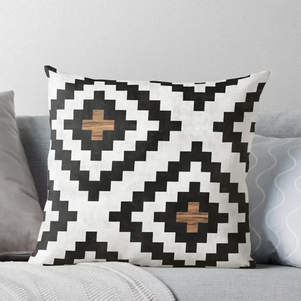 

Urban Tribal Pattern No.16 - Aztec - Concrete and Wood Throw Pillow Cushion Cover Luxury Sofa Cushions Cover pillow