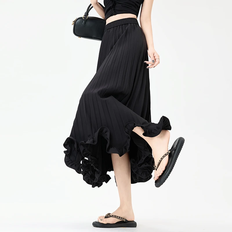 

Юбка-лепесток, длинная юбка, плиссированная юбка, женский новый стиль лета 2025 года, элитная юбка А-силуэта