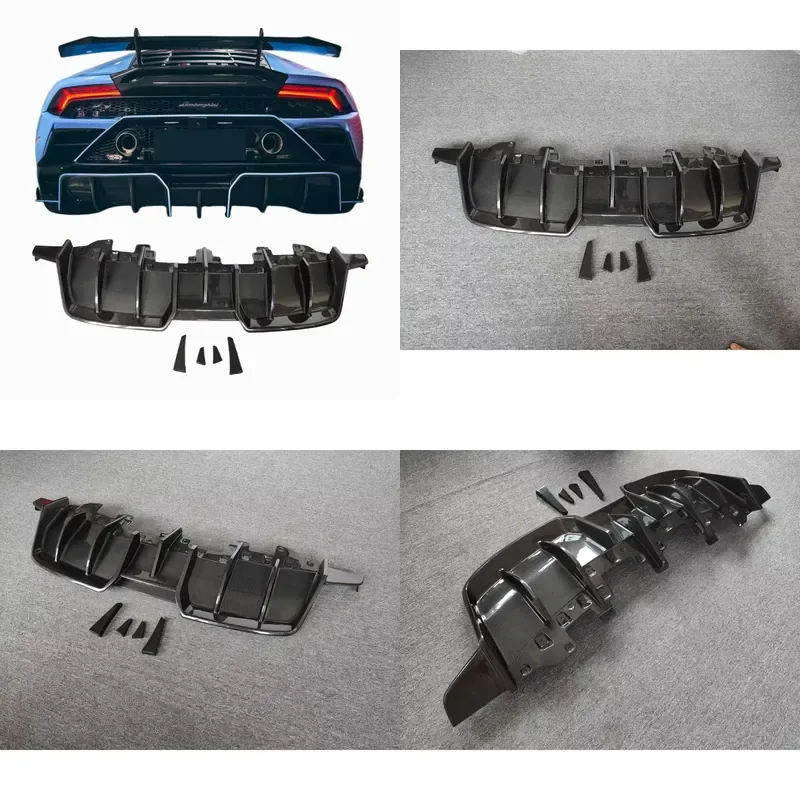 Dry Carbon Fiber PK Style Rear Diffuser Bumper Spoiler Lip Auto Parts Body Kit for Lamborghini Huracan EVO AWD 2019-