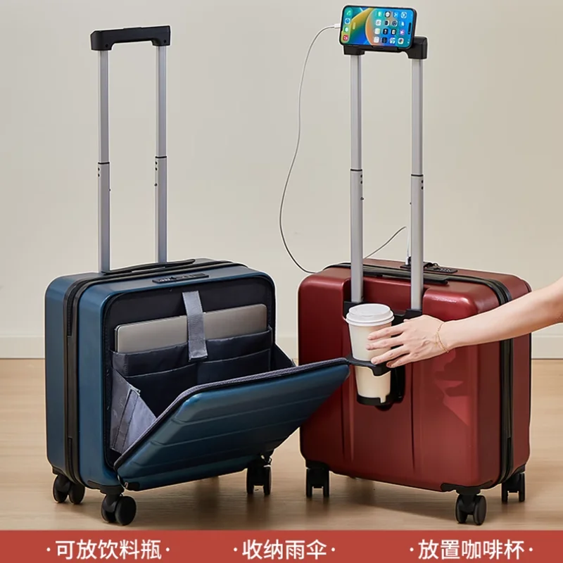 Boarding 18-inch luggage front open rod case New travel case 20 small code case men's and women's leather cases