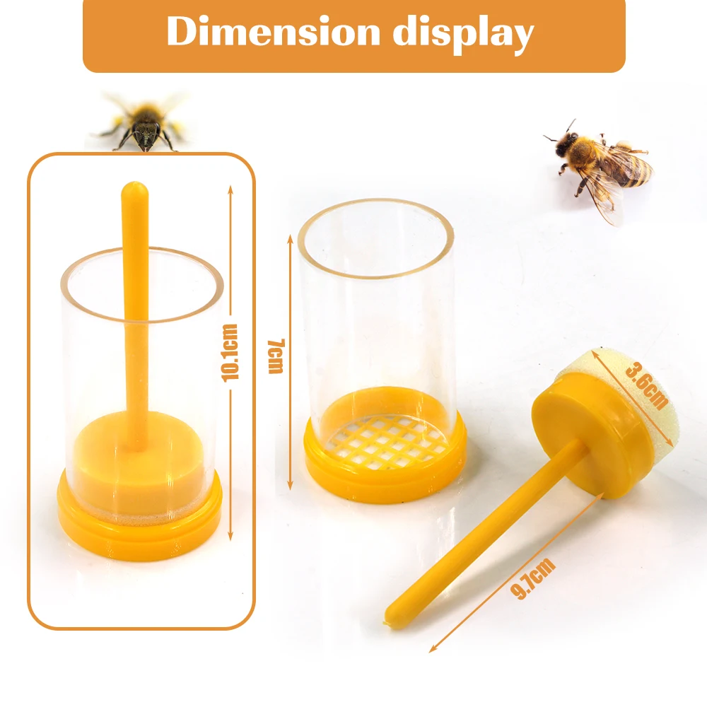 Queen Catcher Marking Tube Bee Marking Cages Bottle Beekeeping Rearing Kit with Soft Plunger Sponge Bees Identification Tools