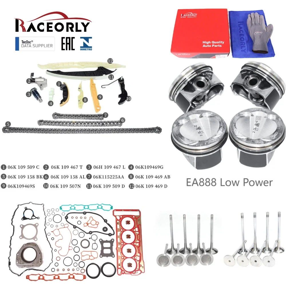 

RACEORLY Low Power EA888 Engine Rebuild Kit STD For VW GTI Audi A4 A5 Q5 2.0L