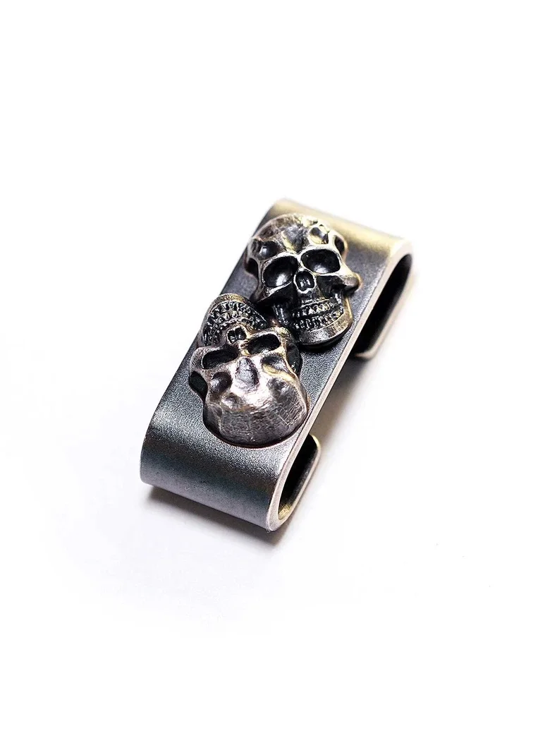 Hand Made Stainless Steel Double Skulls MOLLE Clip
