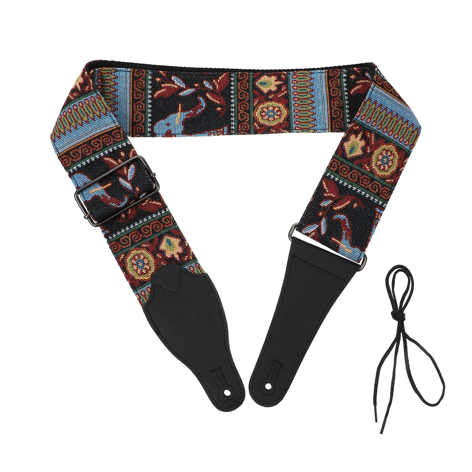 Guitar Strap Electric Acoustic Adjustable Embroidered Decorative Vintage Bass Pattern Instrument Accessory Shoulder Belt