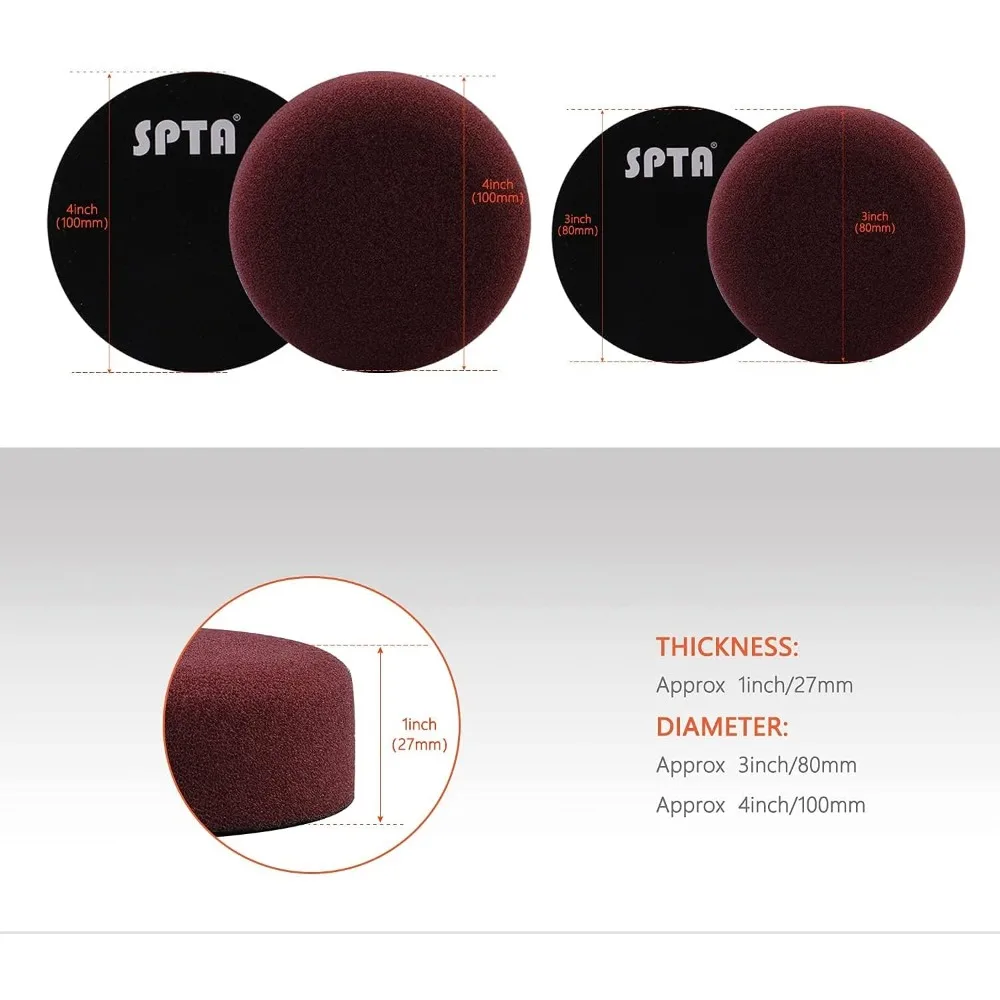 ملمع مداري صغير - 3 بوصة 10 مم/780 وات متغير السرعة مزدوج الحركة مع وسادات تلميع وأقراص الصنفرة وتكييف الوسادة Br #4