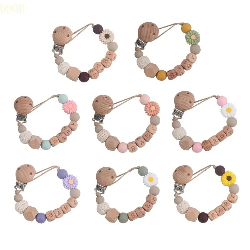 

090B Baby Clip Name Pacifier Holder with Pattern Silicone & Teether Toy for Baby Boys Girls