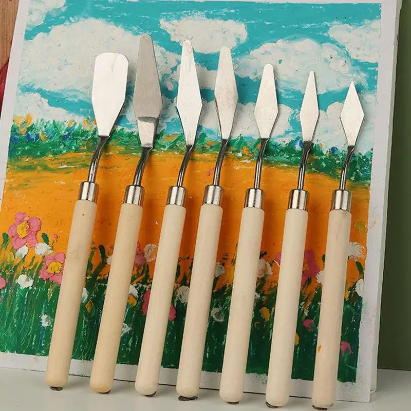 Art Spatula Set Of 7 Pallet Spatula Art Spatula Artists Painting Supplies Oil Painting Accessories Portable Painting Tools For