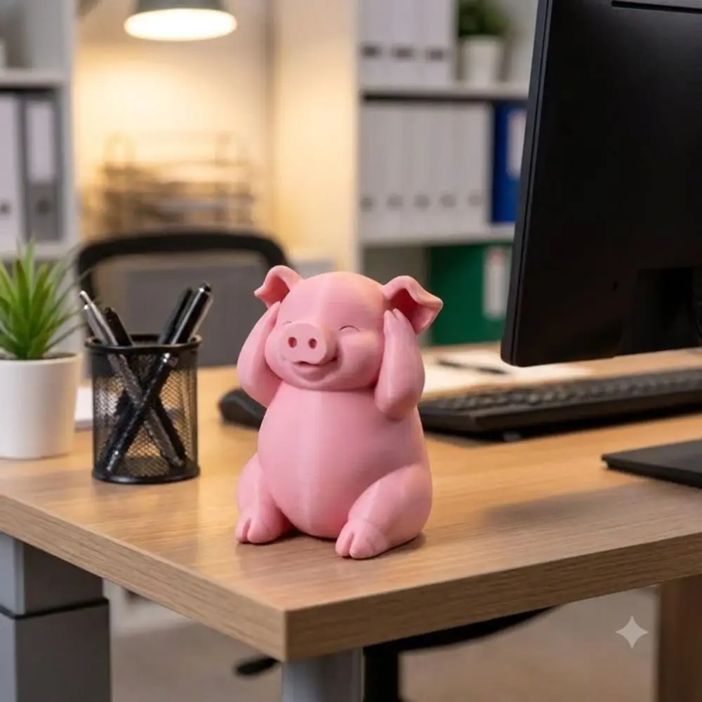 3PCS Car Interior Ornament Cartoon Pink Pig Figurine Miniature 3D Printing Pig Ornament Plastic Piggy Figurine Micro Landscape