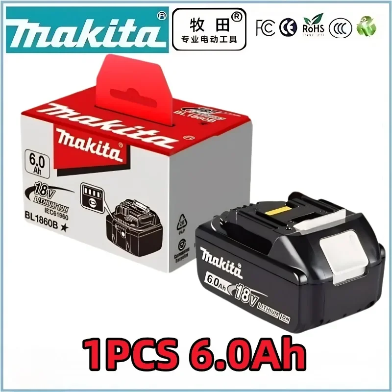 100% originele Makita-batterij, 18V 6.0Ah oplaadbare batterij, vervangend voor Makita BL1830BL1840BL1850BL1860B, accu voor elektrisch gereedschap