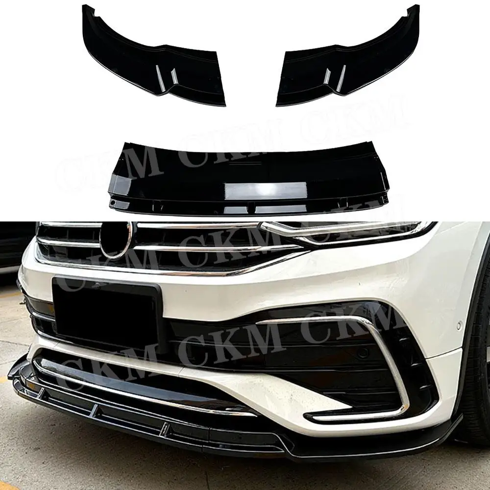 

3PCS Front Lip Spoiler Chin Shovel for Volkswagen Tiguan Rline 2021+ Car Front ABS Bumper Lip Diffuser Bodykits Accessories