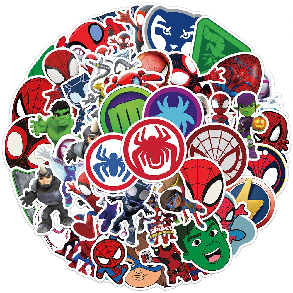 10/30/50PCS Spider-Man and His Amazing Friends Disney Marvel Stickers Cartoon Decals Toys Skateboard Laptop Phone Kids Sticker