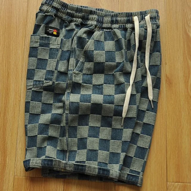 Pantaloncini scozzesi grafici da uomo con coulisse Designer Estate anni '90 No Logo Cotone Elegante sottile Xl Xxl sfuso con pantaloni corti da uomo di ghiaccio