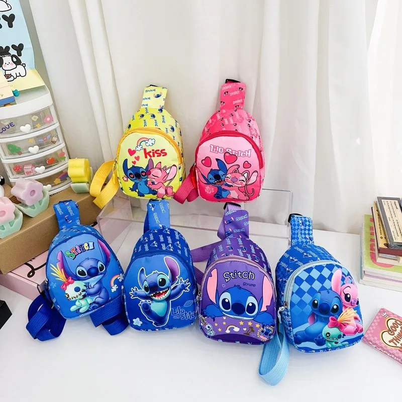 Stitch & Angel Sling Chest Bag, Cartoon Anime Crossbody Bag, Fashionable Casual Shoulder Bag with Coin Purse for Daily Travel