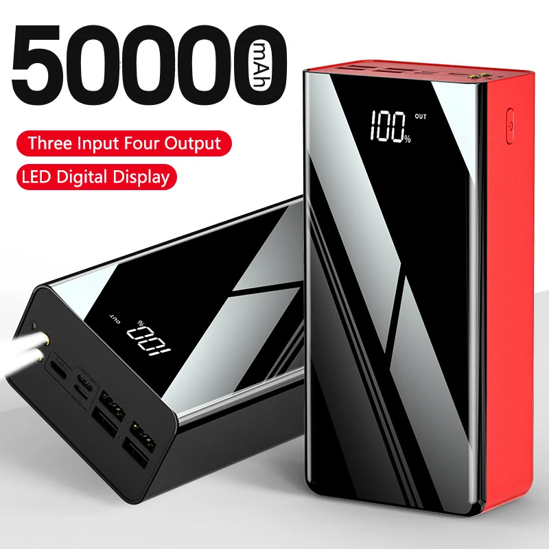 

Power Bank 50000 мАч для путешествий | Портативная батарея с быстрой зарядкой и цифровым дисплеем | Совместим с iPhone/Samsung/таблетками.