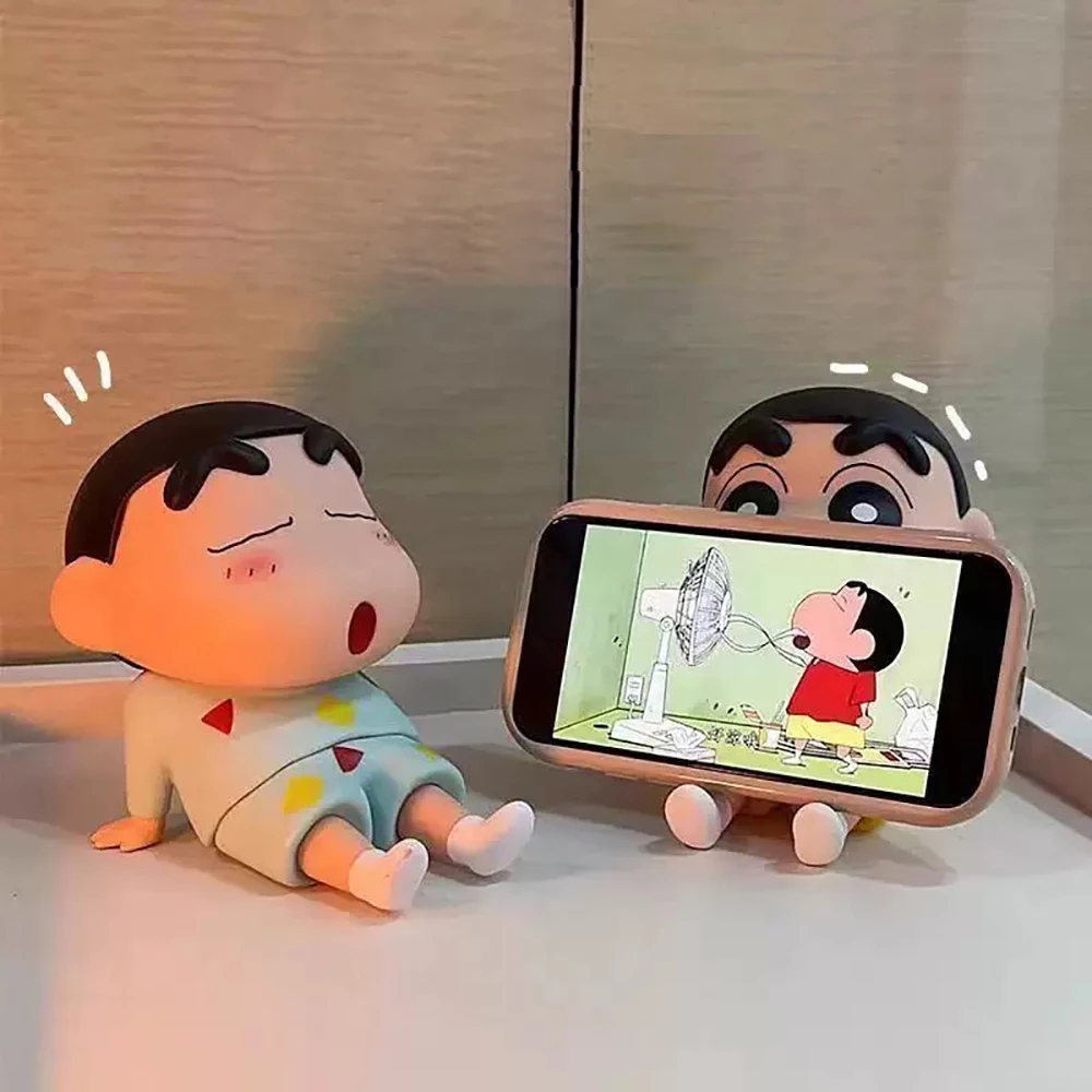 

Crayon Shin-Chan Phone Holder Kawaii Anime Watching Tv Decoration New Fashion Gift Figure Cartoon Anime Toy
