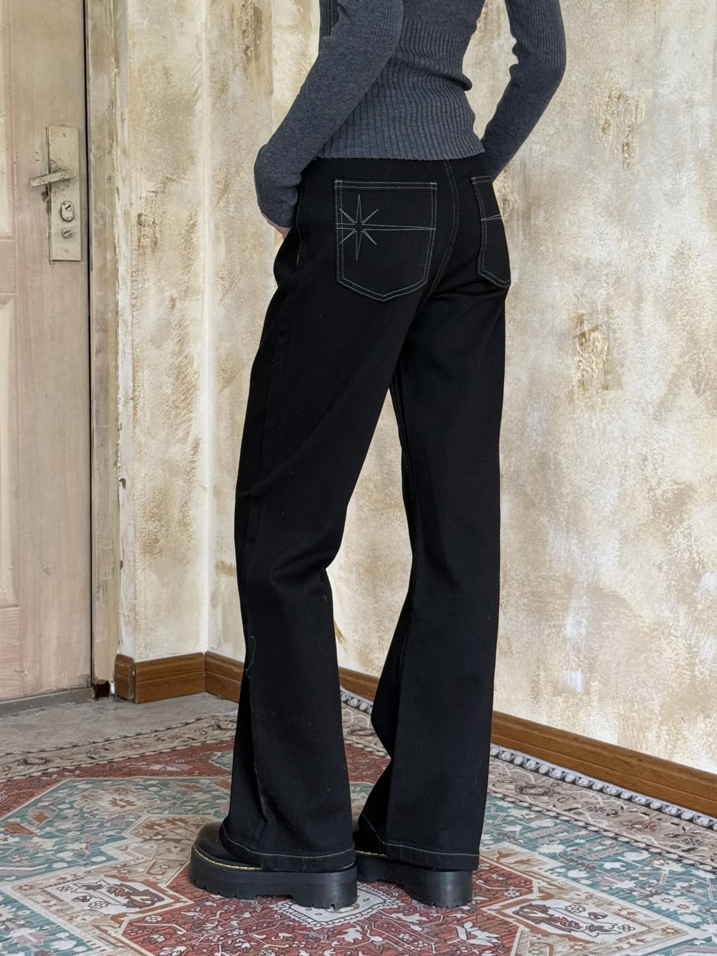 

Винтажные широкие джинсы Tang в американском стиле ретро, женские уличные свободные брюки длиной до пола, прямые джинсовые джинсы с высокой талией