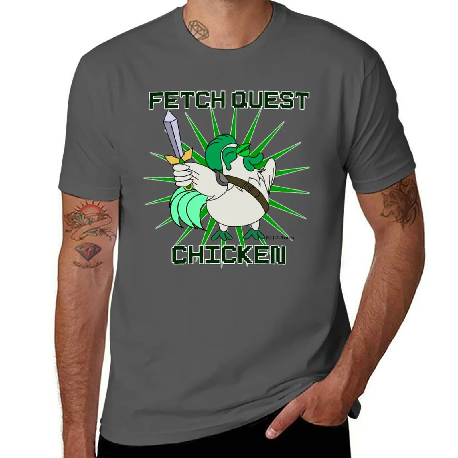

Chicken! Quest Fetch T-Shirt Urban Casual Loose Fit Tee